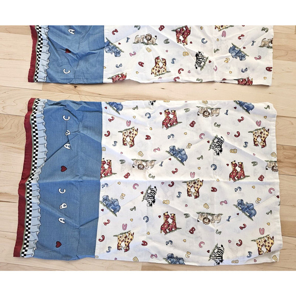 Fisher Price Vintage Animals Numbers Letters ABC Pillowcase Set (2) Double Sided - Picture 4 of 10